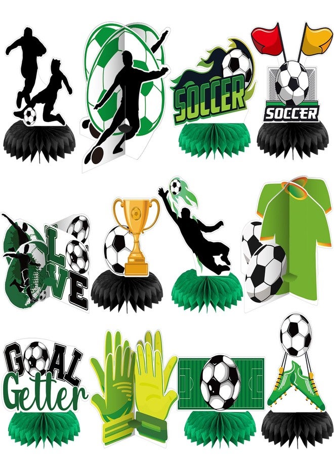 Weekgrat 12 Pcs Soccer Birthday Party Decorations Soccer Honeycomb Centerpieces Sports Themed Table Decorations Football Theme Topper Centerpieces for Birthday Baby Shower Party Supplies - Image 1